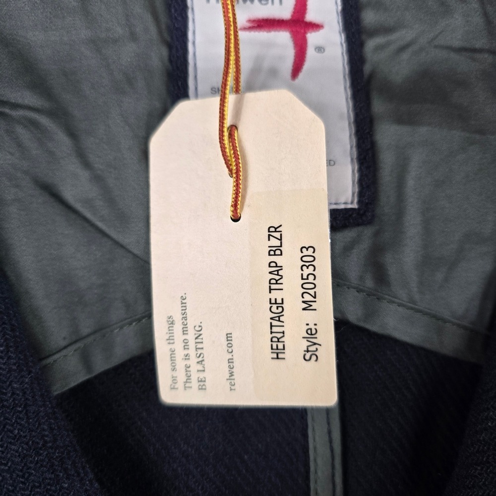 Relwen Heritage Trap Blazer Mens Large Navy Wool Blend Jacket Huckberry  NEW - Picture 3 of 7